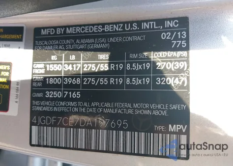 2013 Mercedes-Benz Gl 450 4Matic from USA, damaged, VIN 4JGDF7CE7DA197695